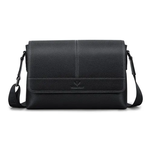 WilliamPOLO Сумка через плечо из коровьей кожи Мужская Черная