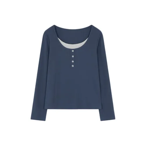 Mo Han Yi Mei Новогодний T-рубашка Женская Пыльно-синий