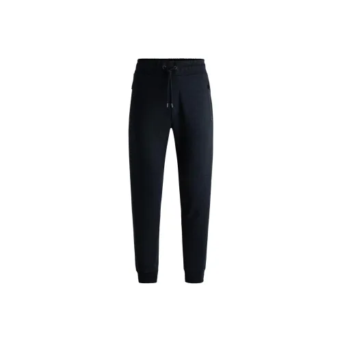 Hugo Boss Обычный крой Tracksuit Bottoms из эластичной фланели повседневные брюки мужской темно-синий