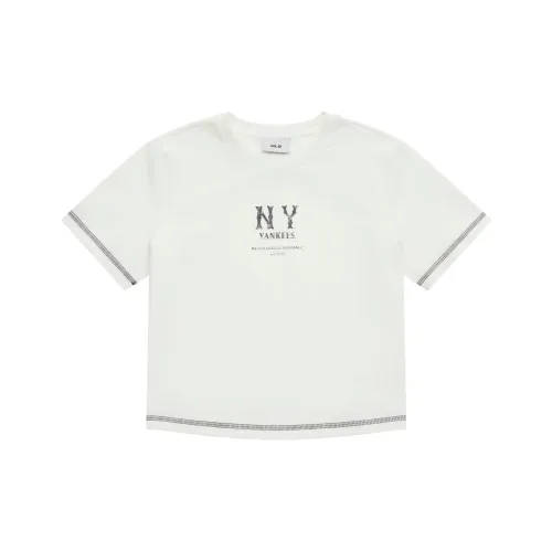 Mlb Base Logo New York Yankees Basic Collection SS25 T-Shirt Женская Айвори