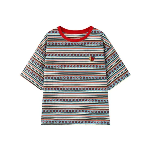 Ning Cai Yuer Стандартная T-рубашка Женская Многоцветные полосы