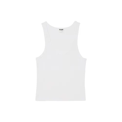 Victoria's Secret Розовый Ткань в рубчик Модал Scoop Топ Белый Майка Женская Белая