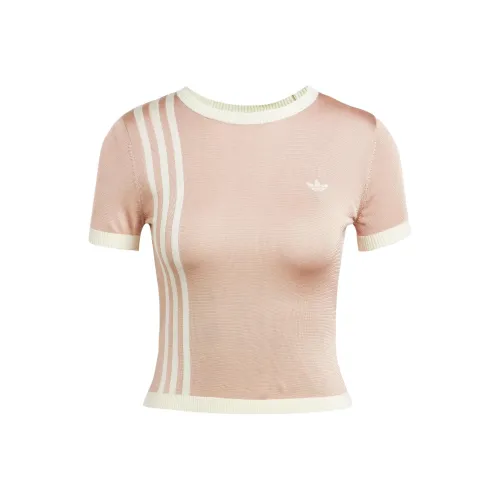 Adidas Originals KNITTED3 Полосы Стандартная Рубашка Женская Жемчужно-Серый