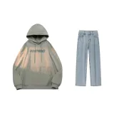 Set (Beige Khaki Top + Blue Mud Jeans)  
Комплект (Бежевый Хаки Топ + Синие Грязные Джинсы)