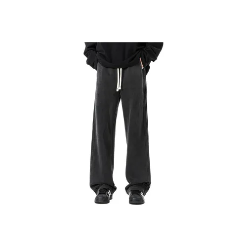 QOTRIOCK Повседневные брюки Мужские Выстиранный Черный