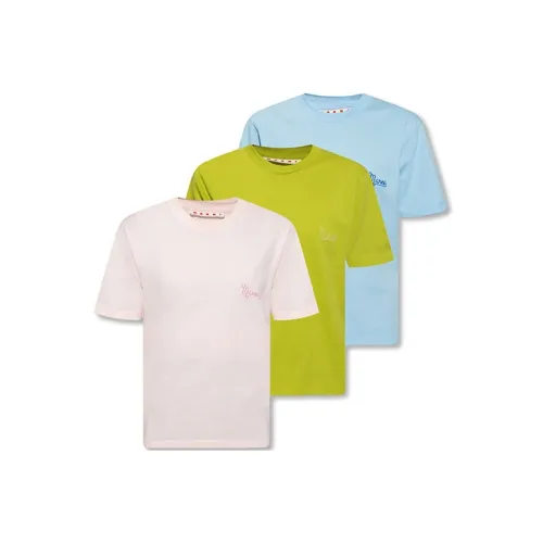 MARNI 1 комплект 3 шт Зеленый/Розовый/Светло-синий Женские футболки