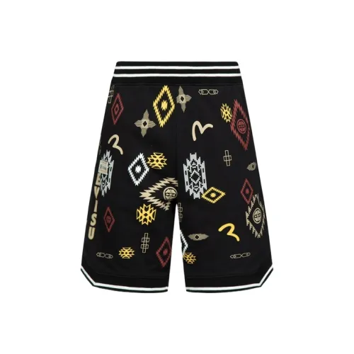 EVISU Черные шорты с принтом "Повсюду"