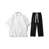 Комплект (Белая рубашка + Черные джинсы)