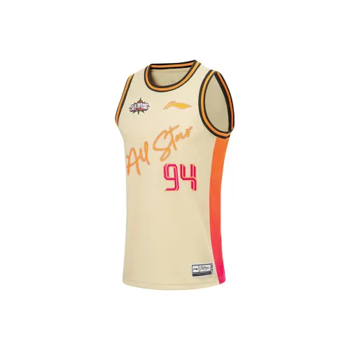 LINING CBA Collection Professional Basketball Collection Баскетбольная Джерси Мужская Молочно-чайный Желтый