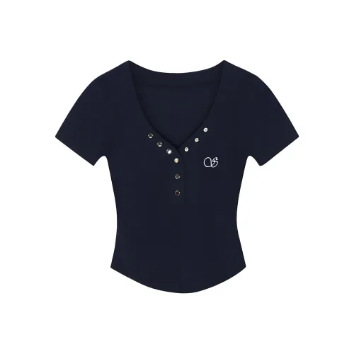 MORii Стандартный Короткий Рукав T-Рубашки Женские Темно-Синий