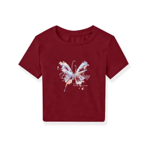 PLAY BUSH T-Рубашка Женская Бордовая