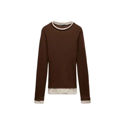 ZARA Коричневые Женские Футболки