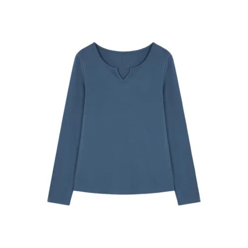 Mo Han Yi Mei T Рубашка Женская Винтажная Синяя