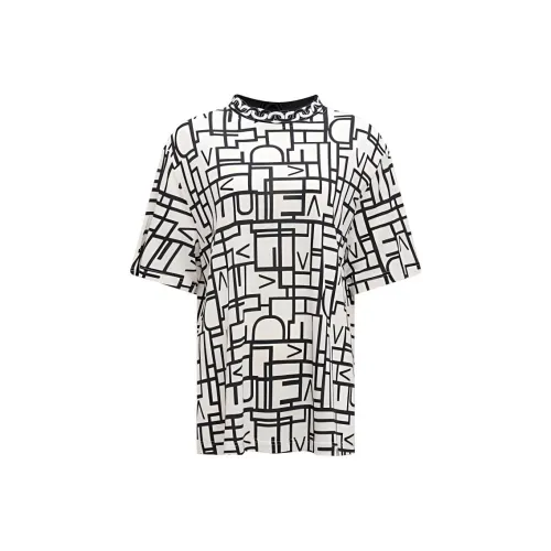 DVF Diane Von Furstenberg Геометрический узор принт по всей поверхности круглый вырез пуловер короткий рукав рубашка женский серый