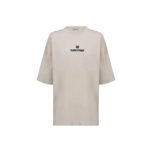 Balenciaga Т-рубашка с оборванным плечом женская серая и белая свободного кроя