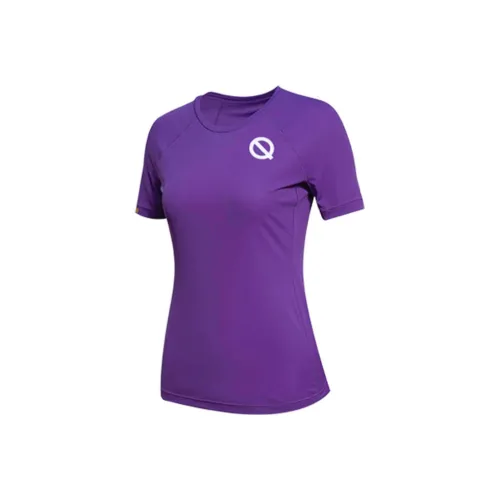 Qinkung Бег T-Рубашка Женская Темно-Фиолетовый Красный