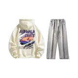 Комплект (Абрикосовый топ + Светло-синие джинсы)