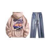 Комплект (Розовый топ + Темно-синие джинсы)