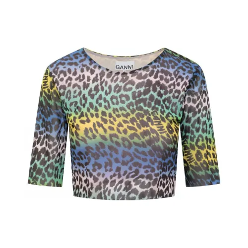 GANNI Зеленый синий Женские короткие топы