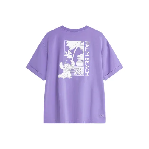 LiNing x Disney Sports Trend Series Стандартная T-рубашка Женская Светлый Iris Фиолетовый
