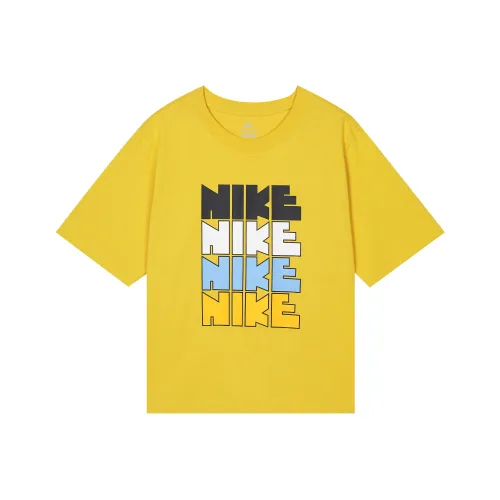 nike x Atmos pink WMNS NSW CIRCA Рукав с оборванным плечом T-рубашка Женская Желтая