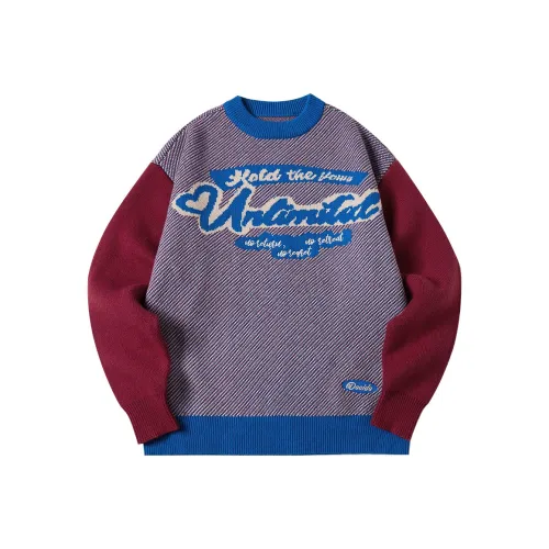 I'M ONE Свободный крой Свитер Унисекс Красный Синий