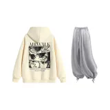 Комплект (Абрикосовый топ + Светло-серые повседневные штаны)