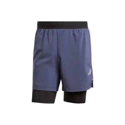 Adidas Спортивный зал Тренировки 2 в 1 Спортивные шорты Мужские Темная тень Морской синий