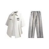 Комплект (Ecru рубашка + светло-синие джинсы)