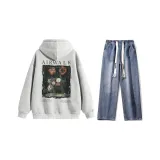 Комплект (Фотиния Серый Топ + Темно-Синие Джинсы)