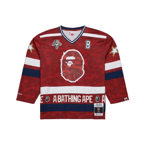 A BATHING APE X Mitchell Ness FW23 Футбол Джерси Унисекс Красный