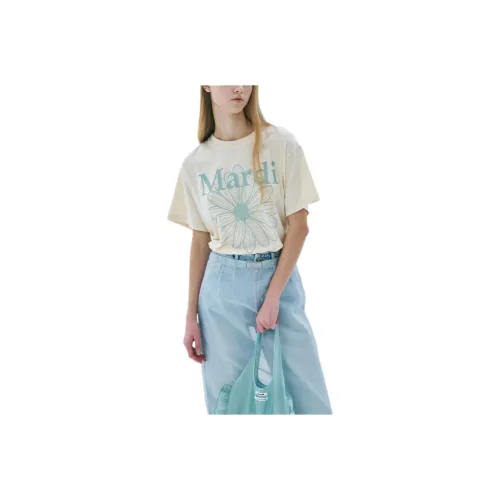 MARDI MERCREDI T-рубашка Женская Бежево-желтая Корейская мода