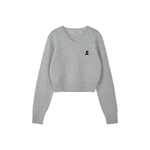 Rest Recreation Шерсть V-образный вырез Укороченный свитер из трикотажа Женские GREY Серый