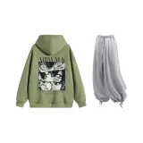 Комплект (Мох Зеленый Топ + Светло-Серые Повседневные Штаны)