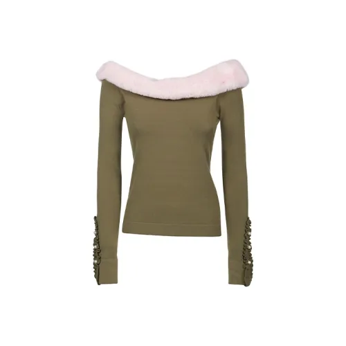 Blumarine FW21 Свободный крой Свитер Женский Оливково-зеленый