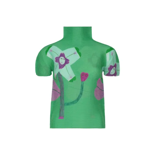 ISSEY MIYAKE SS25 Стандартная T-рубашка Женская Зеленая