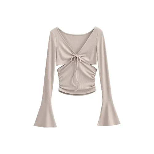 ONEPASS V-образный вырез внутренний слой длинный рукав рубашка женские