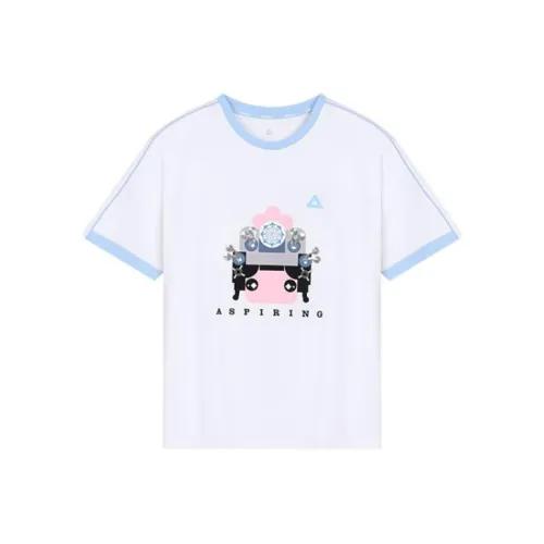 PEAK SS22 Круглый вырез Облегающий Прямой крой Короткий рукав Т-рубашка Женская Белая