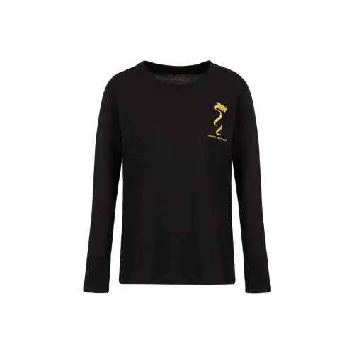 ARMANI EXCHANGEAE SS24 Рукав с оборванным плечом T-рубашка Женская Черная