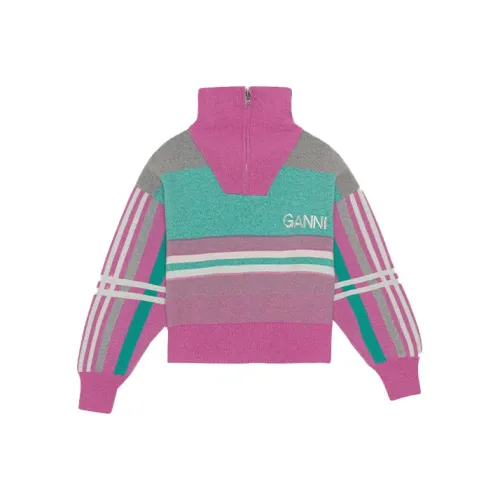 GANNI SS22 Свободный крой Свитер Женский Розовый Фиолетовый