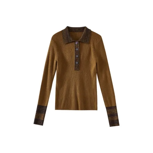 OUNIXUE Свитер Женский Чай Коричневый