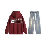 Set (Burgundy Top + Vintage Blue Jeans)  
Комплект (Бордовый топ + Винтажные синие джинсы)