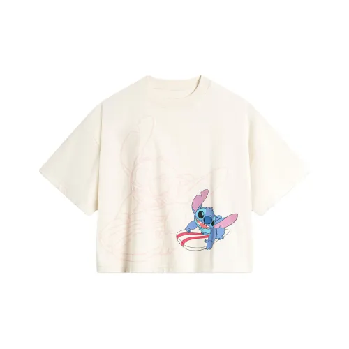 LiNing x Disney Рукав с спущенным плечом T-рубашка Женская Экрю