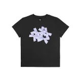 Чёрный, фиолетовый, с принтом.