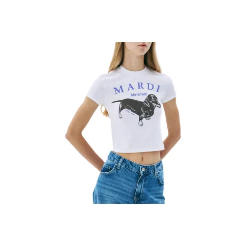 MARDI MERCREDI Dachshund Puppy SS25 T-рубашка Корейский стиль Женская Белый Фиолетовый