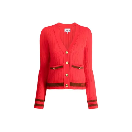 GANNI SS22 Трикотажная ткань Кардиган Женские Красный