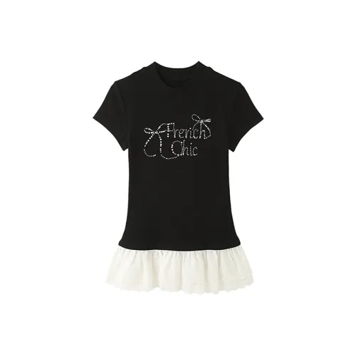 SYEEE WITH U Комплект с короткими рукавами рубашка женский черный бриллиант