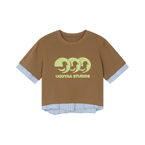 UOOYAA Коричневые Женские Футболки