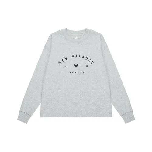 New Balance Т-рубашка с рукавом-трубкой женская светло-серого цвета