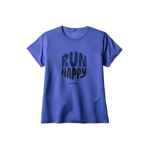 Brooks Обычный T Рубашка Женские Синий Колокольчик Счастье Бег